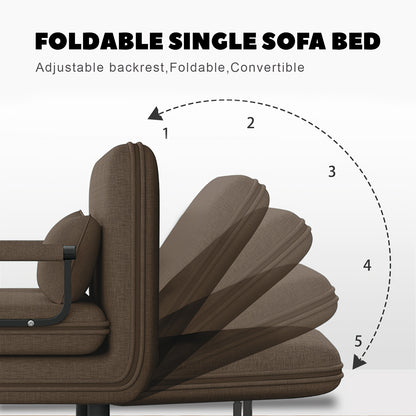 Klapbank – Slaapbank – Zitzak – Sofa Bed – Zitbank – 5-stand Verstelbare Rugleuning – Duurzaam Polyester – Inklapbaar – Moerbruin – 116x65x85 cm