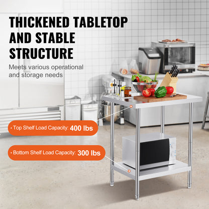 Werkbank – Werktafel – Werkblad – Werkstation – RVS – 201 Roestvrij Staal – 61x76x86 cm – Verstelbare Legplanken
