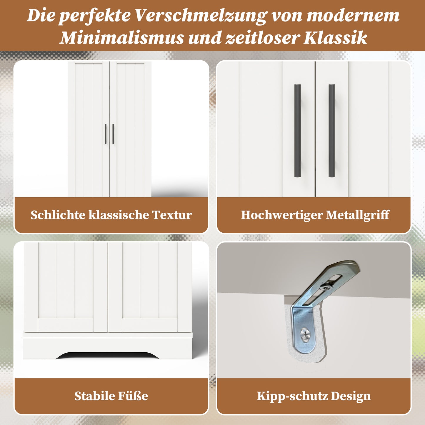 Kastje – Opbergkast – Voorraadkast – Dressoir – Woonkamerkast – Wit – Modern 3D Golfpatroon – Verstelbare Legplank – 120x60x40 cm – Stabiel & Veilig
