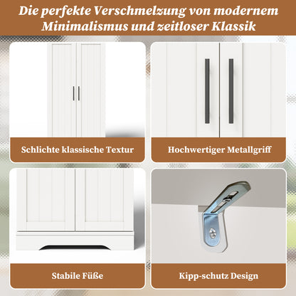 Kastje – Opbergkast – Voorraadkast – Dressoir – Woonkamerkast – Wit – Modern 3D Golfpatroon – Verstelbare Legplank – 120x60x40 cm – Stabiel & Veilig