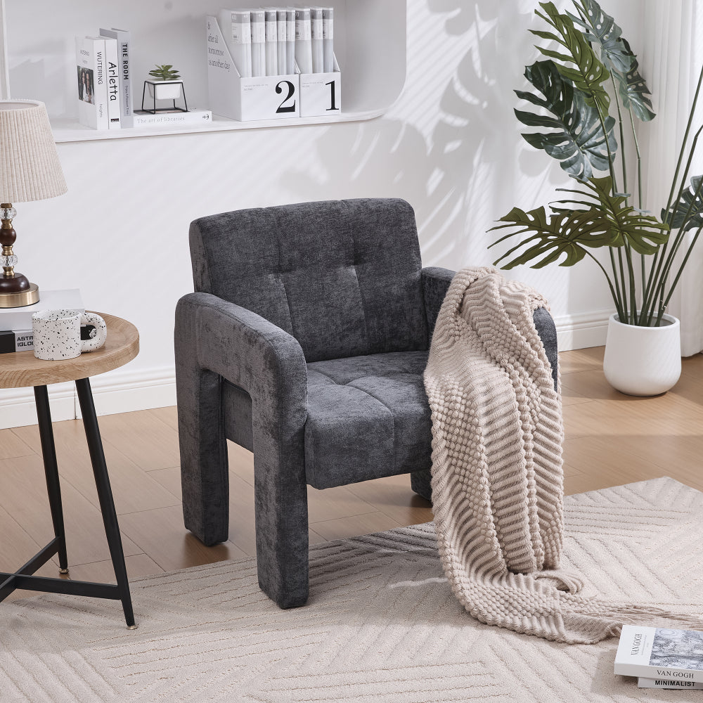 Modern Minimalist Single Armchair - Upholstered Padded with Foam & Assembly, Nordic Style Chair Suitable for Living Room, Bedroom, Office - - Seating