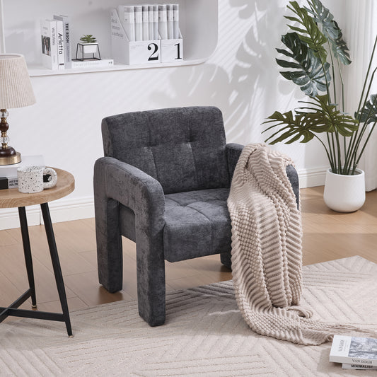 Modern Minimalist Single Armchair - Upholstered Padded with Foam & Assembly, Nordic Style Chair Suitable for Living Room, Bedroom, Office - - Seating