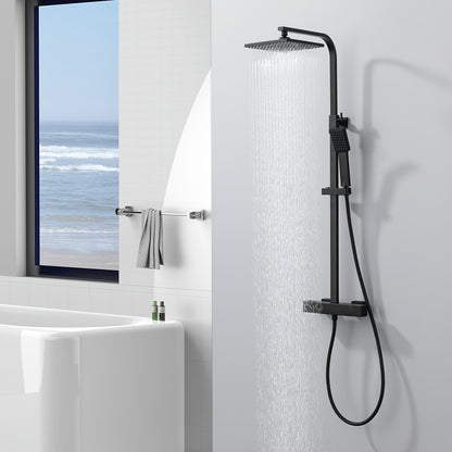 Thermostatische Douchekraan Set – Douchekraan – Badkraan Set – Handdouche – Douchekop Met Slang – Roestvrij Staal – Constante Temperatuurregeling – Wandmontage