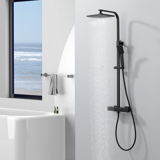 Thermostatische Douchekraan Set – Douchekraan – Badkraan Set – Handdouche – Douchekop Met Slang – Roestvrij Staal – Constante Temperatuurregeling – Wandmontage