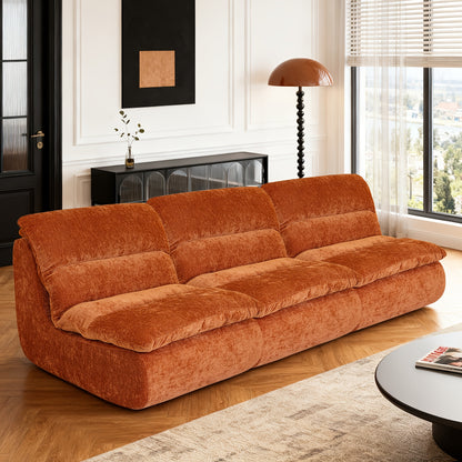 Zitzakset – Vloerkussen – Modulaire Zitkussen – Loungekussen – Poef – Tangerine Kleur – Voor Kleine Ruimtes – Comfortabele Sponsvulling – Direct Gebruiksklaar