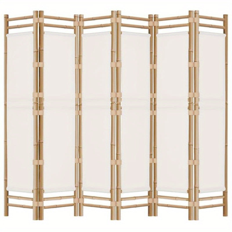 Bamboescherm – Vouwscherm – Kamerscheiding – Scheidingswand – Roomdivider – Crème Canvas – 240 Cm Breed – Duurzaam Bamboe Frame