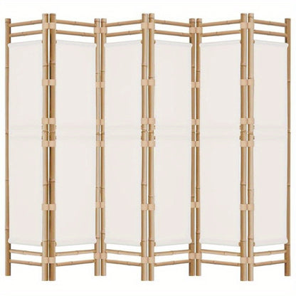 Bamboescherm – Vouwscherm – Kamerscheiding – Scheidingswand – Roomdivider – Crème Canvas – 240 Cm Breed – Duurzaam Bamboe Frame