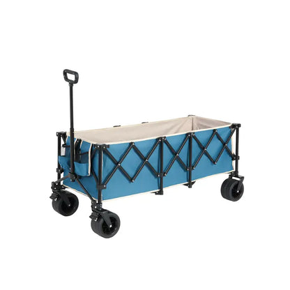 Tuinwagen – Bolderkar – Tuintrolley – Kruiwagen – Transportkar – Opvouwbaar – All-terrain Wielen – 99,79 KG Draagvermogen – Beige Stof – Bekerhouder