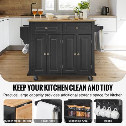Keukenwagen – Keukentrolley – Keukenkast – Serveerwagen – Mobiele Keukentrolley – Rubberwood Werkblad – Uitschuifbaar Klapblad