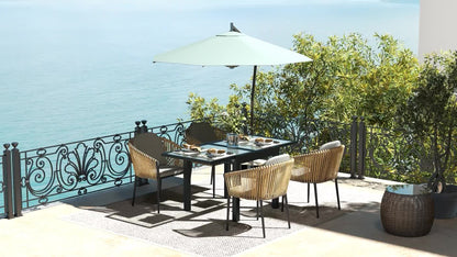 Tuintafel – Uitklapbare Tafel – Uitschuiftafel – Eettafel Buiten – Aluminium Tuinmeubel – Zwart Getemperd Glas – 160x80x75 cm – Weerbestendig Epoxy Frame