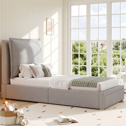 Bedframe – Tweepersoonsbed – Gestoffeerd Bed – Platformbed – Slaapkamermeubel – Zacht Chenille – Stevige Duurzame Constructie – Eenvoudige Montage