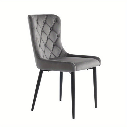 Eetkamerstoelen – Stoelen – Kuipstoelen – Keukenstoelen – Designstoelen – Donkergrijs – Velvet Bekleding – Metalen Zwarte Poten – Ergonomisch Komfort – Set van 2