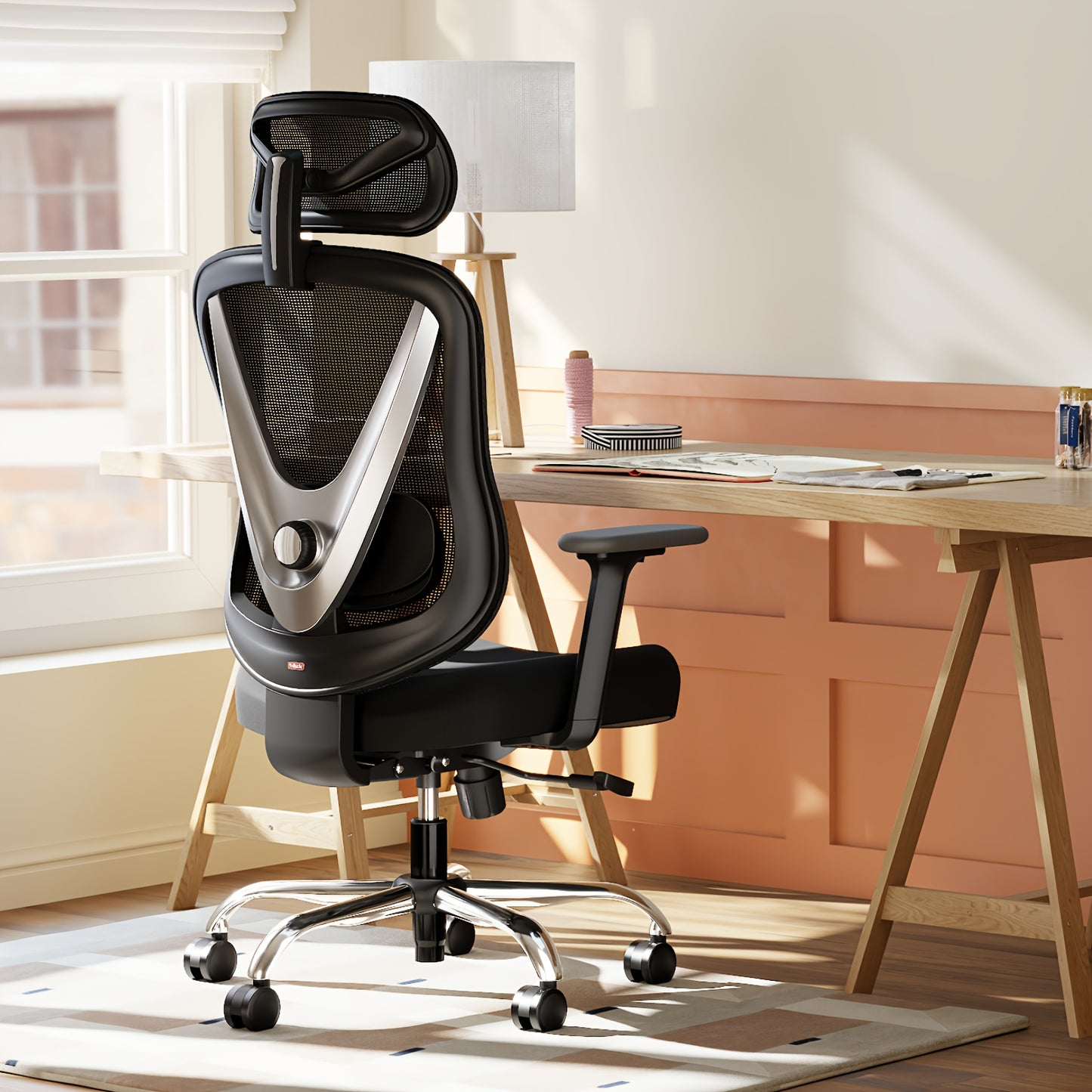 Bureaustoel – Ergonomische Stoel – Office Chair – Gaming Stoel – Bureaufiets – 4D Verstelbare Armleuningen – 3D Lendensteun Met Flexibele Hoofdsteun – Mesh Rugleuning – Duurzaam Kunststof Frame – Wit