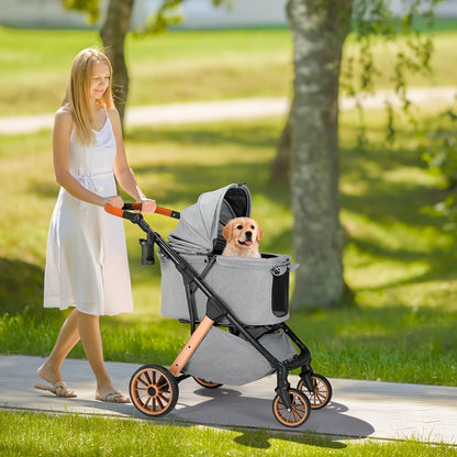 Hondenbuggy – Dierenwagen – Huisdierenwagen – Wandelwagen – Hondenkar – Opvouwbaar – Verstelbare Duwstang – Schokdempers – Aluminium & Carbonstaal – Draagvermogen 24,95 kg