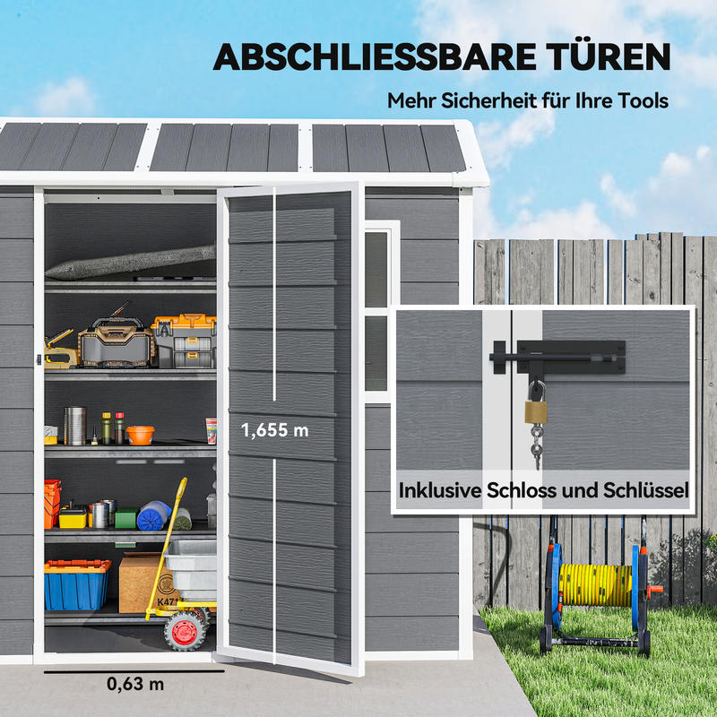 Opbergschuur Tuinschuur Buitenschuur Berging Fietsenstalling – Compact Formaat – Duurzaam Resin Kunststof – Afsluitbare Deur – Modulair Ontwerp