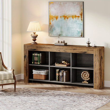 Sidetable – Consoletafel – Haltafel – Wandtafel – Bijzettafel – 160 cm Wit – 6 Open Vakken – Duurzaam Hout en MDF