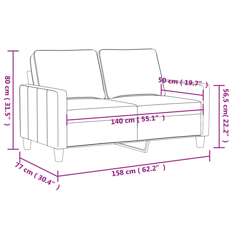 Bankstel – 2-Zitsbank – Slaapbank – Hoekbank – Zetel – Donkergrijs Velours – Compact 140 cm – Hardhouten Frame