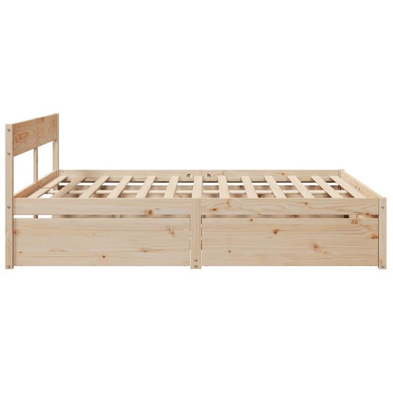 Bedframe – Houten Bed – Massief Houten Bed – Tweepersoonsbed – Platformbed – 200x200 cm – Massief Grenenhout – Met Opberglades