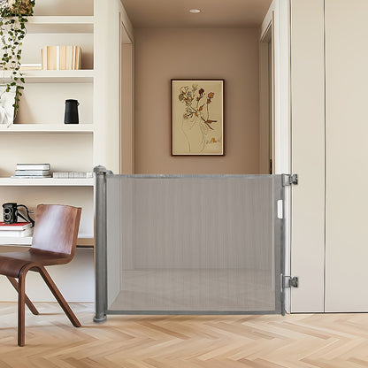 Extendable Pet Gate 86x150cm, ABS Adjustable Cat Fence with Safety Lock, Wide Safety Barrier for Doors, Stairs, Indoor Use for Cats, Small Dogs, Rabbits, Pet Gate Indoor, Tall Pet Gate