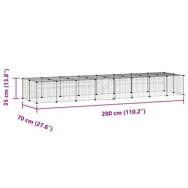 Dierenkooi – Huisdierenkooi – Kleine Dierenkooi – Konijnenren – Metalen Kooi – 36 Panels 35x35 cm – Stevige Zwarte Stalen Deur