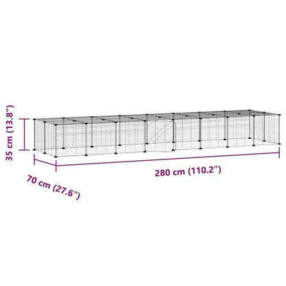 Dierenkooi – Huisdierenkooi – Kleine Dierenkooi – Konijnenren – Metalen Kooi – 36 Panels 35x35 cm – Stevige Zwarte Stalen Deur