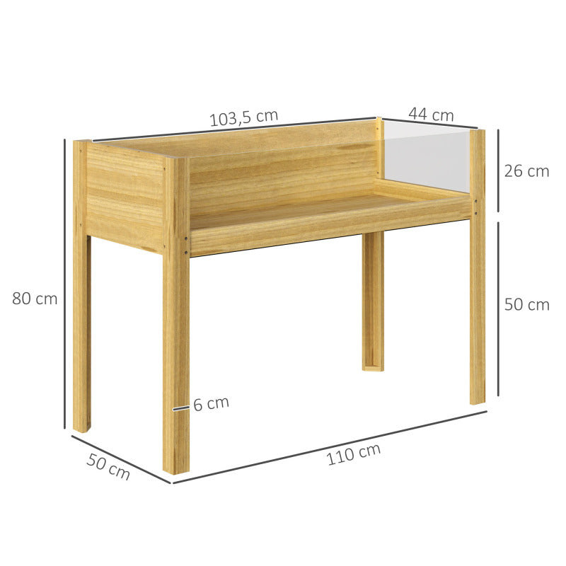 Hoogte Tuinbak – Verhoogd Plantenbed – Kruidenbak – Plantbak – Balkontuinbak – Natuurlijk Hout – Transparante Acrylpanelen – 110x50x80 cm – Weerbestendig Met Drainage