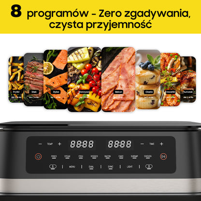 Airfryer – Heteluchtfriteuse – Digitale Friteuse – Gezond Koken – XXL 11L – 2950W Vermogen – Dual-Zone Met Verwijderbare Divider