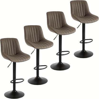 Barkruk – Barstoel – Kruk – Bistrostoel – Barstoelen – Verstelbare Hoogte – Zachte Velvet Bekleding met Rugleuning en Voetensteun
