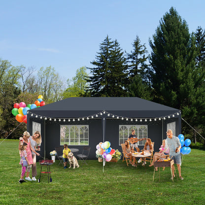 Partytent – Feesttent – Paviljoen – Tent – Overkapping – 3 x 9 Meter Antraciet – 27 m² Beschutte Ruimte – Waterafstotend PE Materiaal