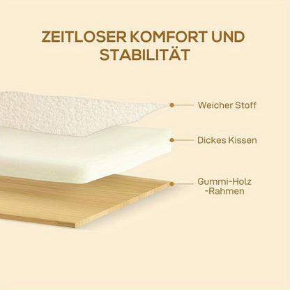 Fauteuil – Lounge Chair – Relaxstoel – Zitstoel – Relaxfauteuil – Handmatig Verstelbaar – Stevige Houten Poten 120 kg – Crème Wit Met Beige Armleuningen