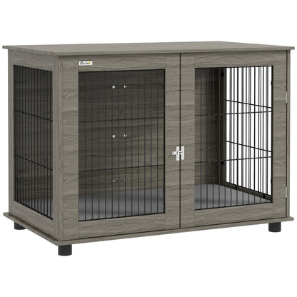 Hondenbench – Hondenkooi – Hondenhok – Reisbench – Transportbench – Grijs – Stevig Stalen Frame – Inclusief Verwijderbaar Kussen