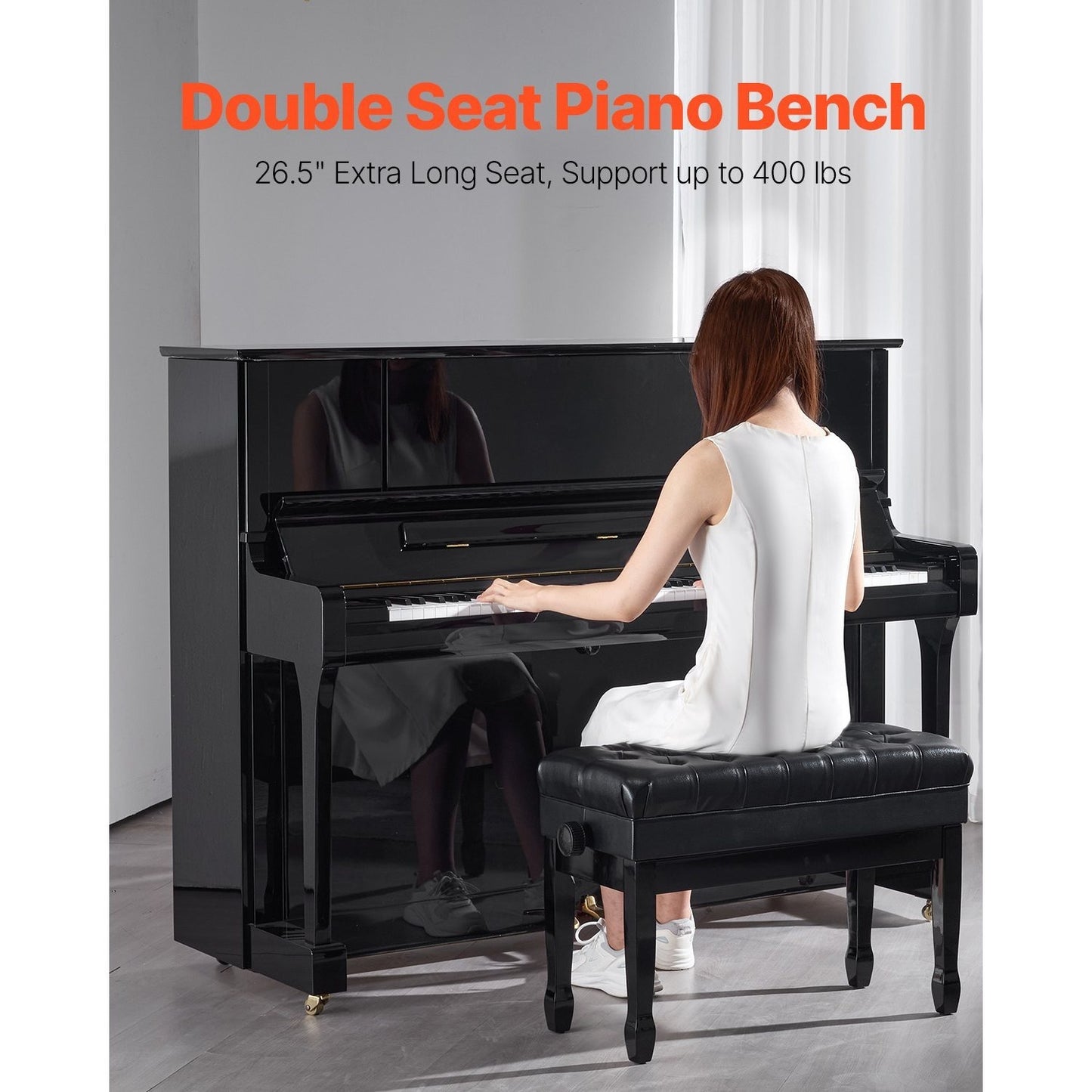 Piano- en Keyboardbank – Keyboardkruk – Muziekbank – Duetbank – Pianozitting Hout – Verstelbare Zithoogte – Opbergruimte Onder Zitting