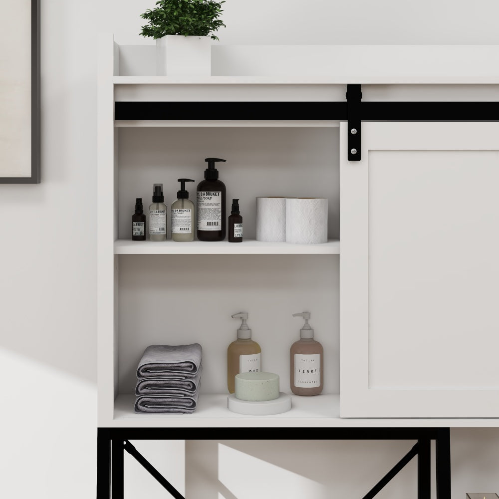Badkamerkast – Opbergkast – Kolomkast – Badmeubel – Wastafelonderkast – Modern Wit – Ruimtebesparend Ontwerp – Verstelbare Planken