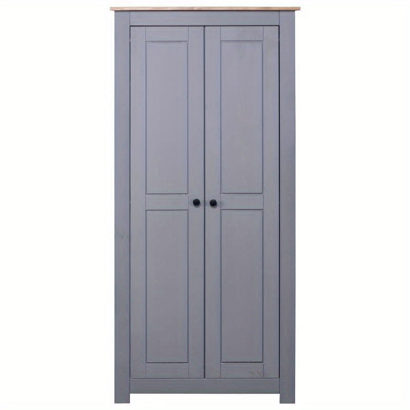 Kast – Garderobekast – Opbergkast – Dressoirkast – Kledingkast – Grijs – Massief Grenenhout – 80x50x171,5 cm – Stevig & Duurzaam