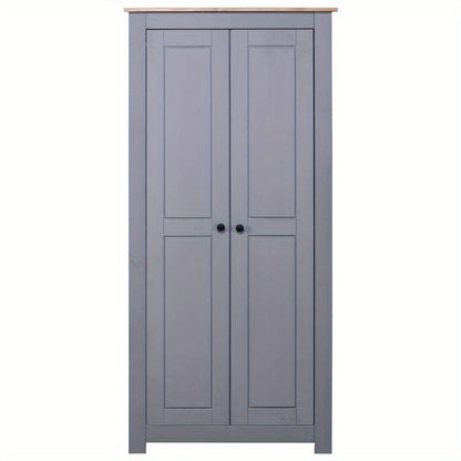Kast – Garderobekast – Opbergkast – Dressoirkast – Kledingkast – Grijs – Massief Grenenhout – 80x50x171,5 cm – Stevig & Duurzaam