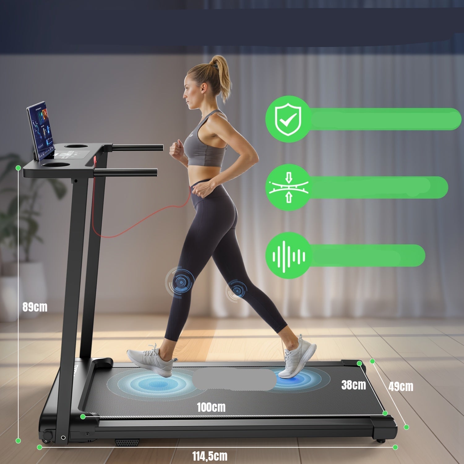 Loopband – Inklapbare Loopband – Compacte Loopband – Fitnessapparaat – Stille Motor – 12 Vooraf Ingestelde Programma’s - QUORE