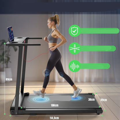 Loopband – Inklapbare Loopband – Compacte Loopband – Fitnessapparaat – Stille Motor – 12 Vooraf Ingestelde Programma’s - QUORE