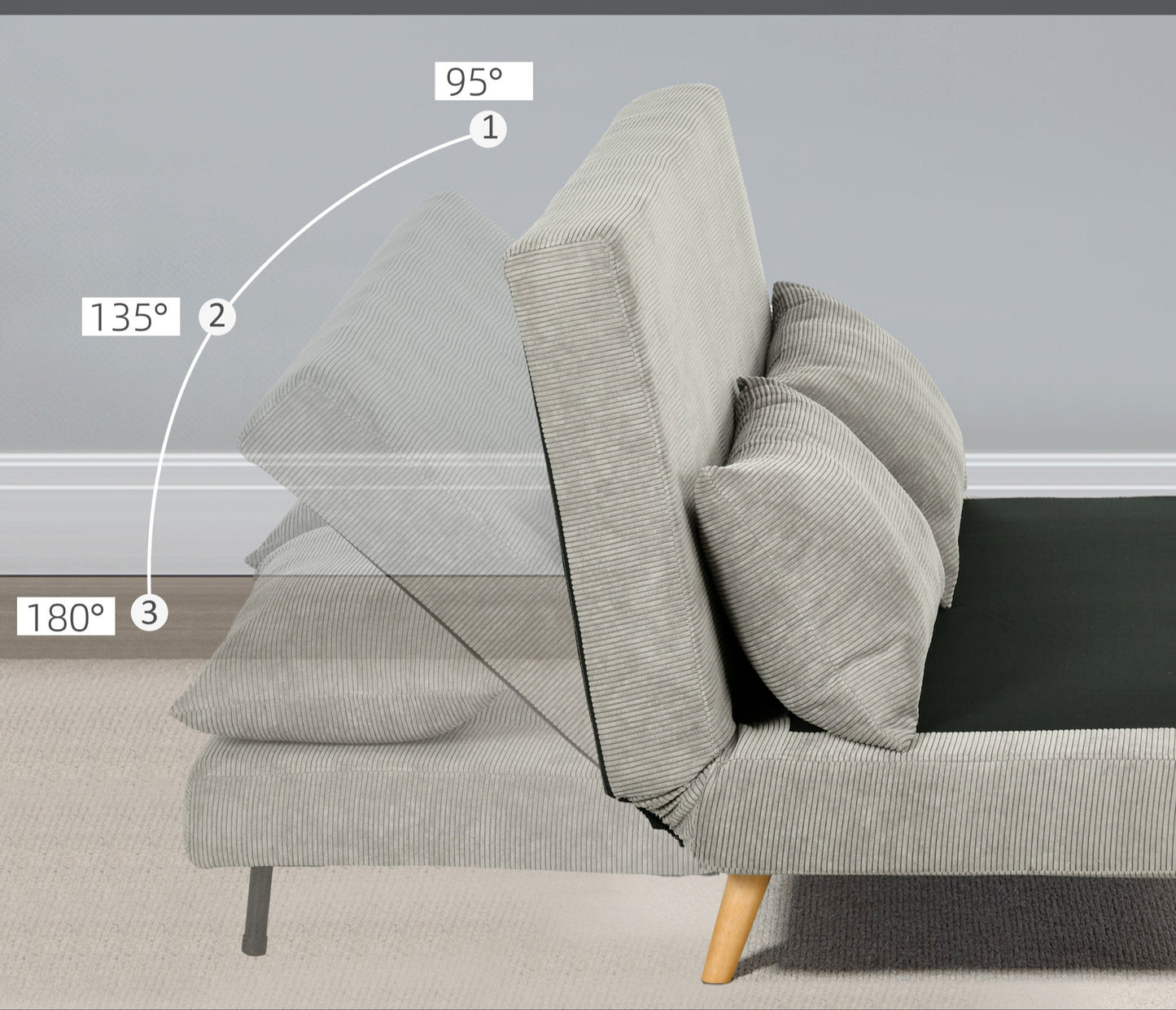 Slaapbank – Bedbank – Sofa – Logeerbed – Zweefbed – Verstelbare Rugleuning – Fluweelachtige Stof – Compact 141x90x81 cm