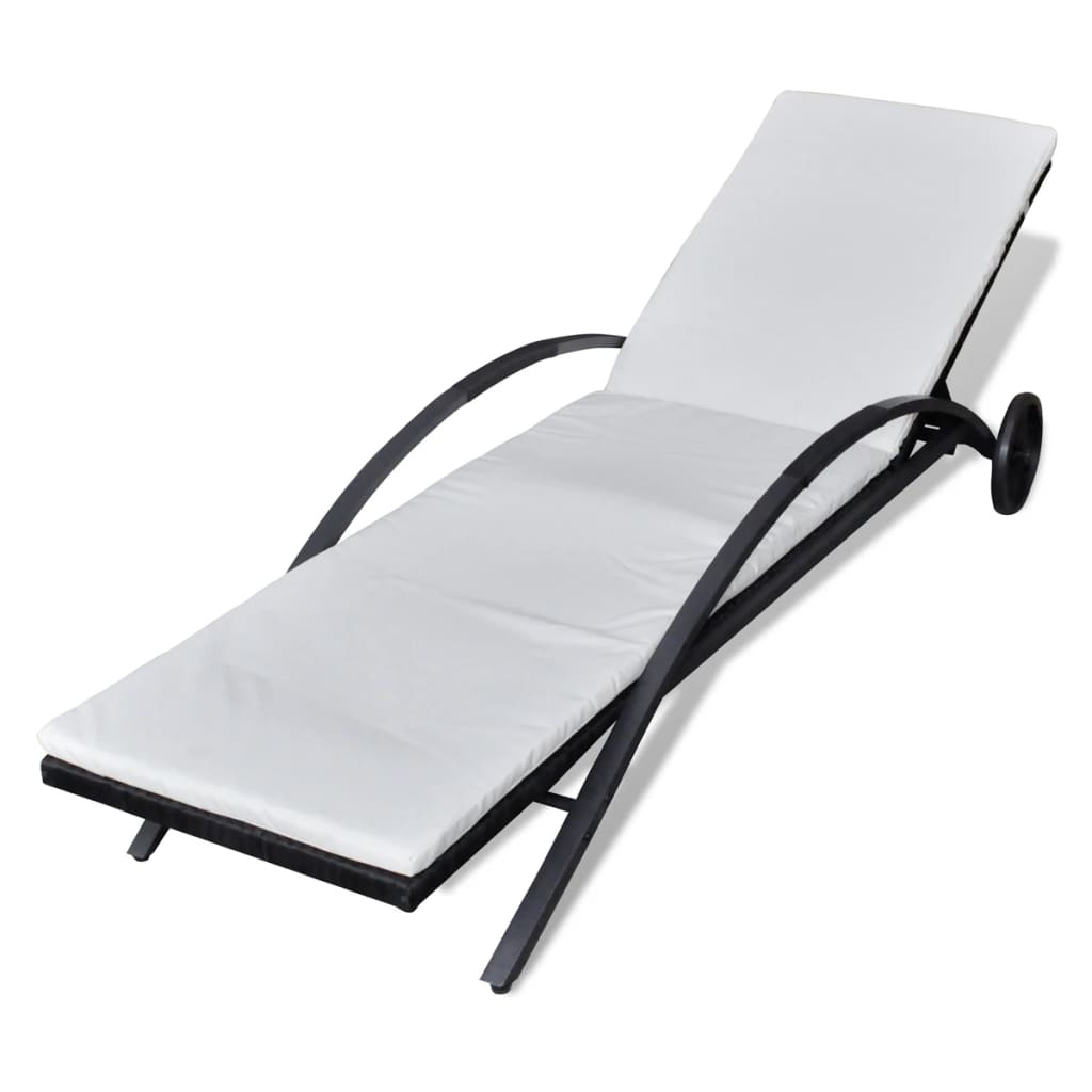 Lounge Stoel – Tuinstoel – Loungestoel Met Wielen – Buitenstoel – Rattan Stoel – Weerbestendig PE-Rattan – Verstelbare Rugleuning - QUORE