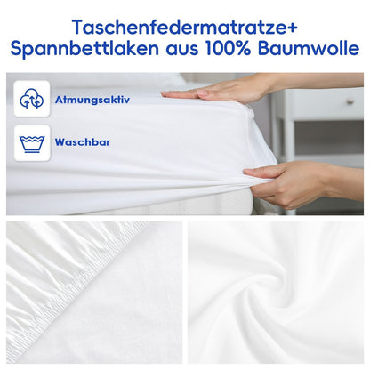 Matras – Pocketveringmatras – Ergonomisch Matras – 7-Zones Matras – Veer Matras – 90x200 cm – 22 cm Hoog – H3 Stevigheid