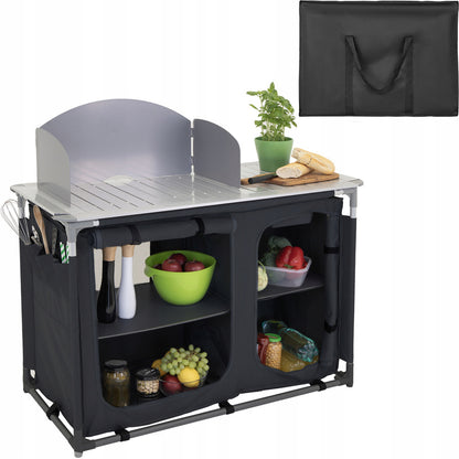 Kampeertafel – Buitenkeukentafel – Opvouwbare Keukentafel – Campingtafel – Outdoor Keukenkast – Inklapbaar & Draagbaar – Hittebestendig Stalen Tafelblad