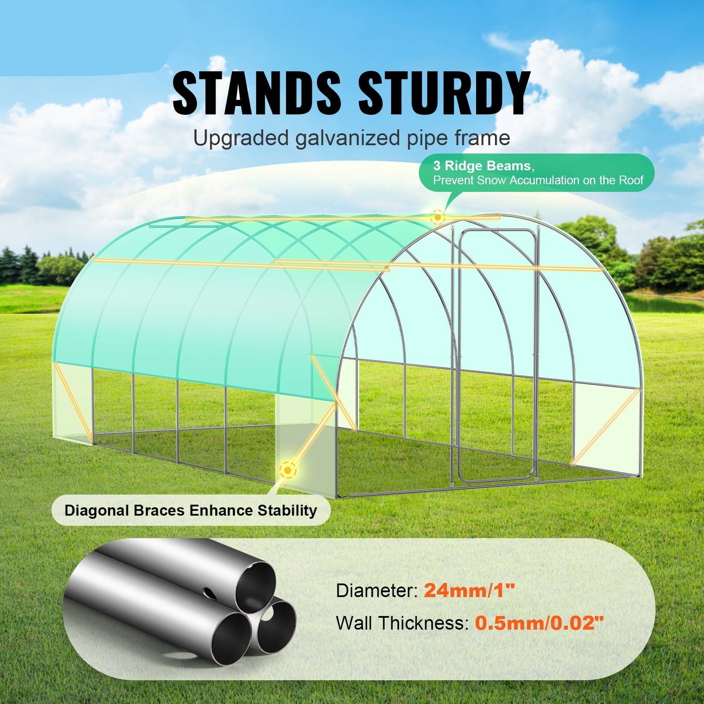 Tunnelkas – Walk-In Kas – Tuinkas – Kweekkas – Grote Afmeting – Verzinkt Frame – UV-Bestendige PE-Cover