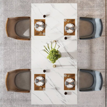 Eettafel – Tafel Dining – Grote Eettafel – Eetkamertafel – Tafel Cuisine – 160 cm Rechthoekig – MDF Blad & Metalen Poten – Geschikt Voor 4-6 Personen