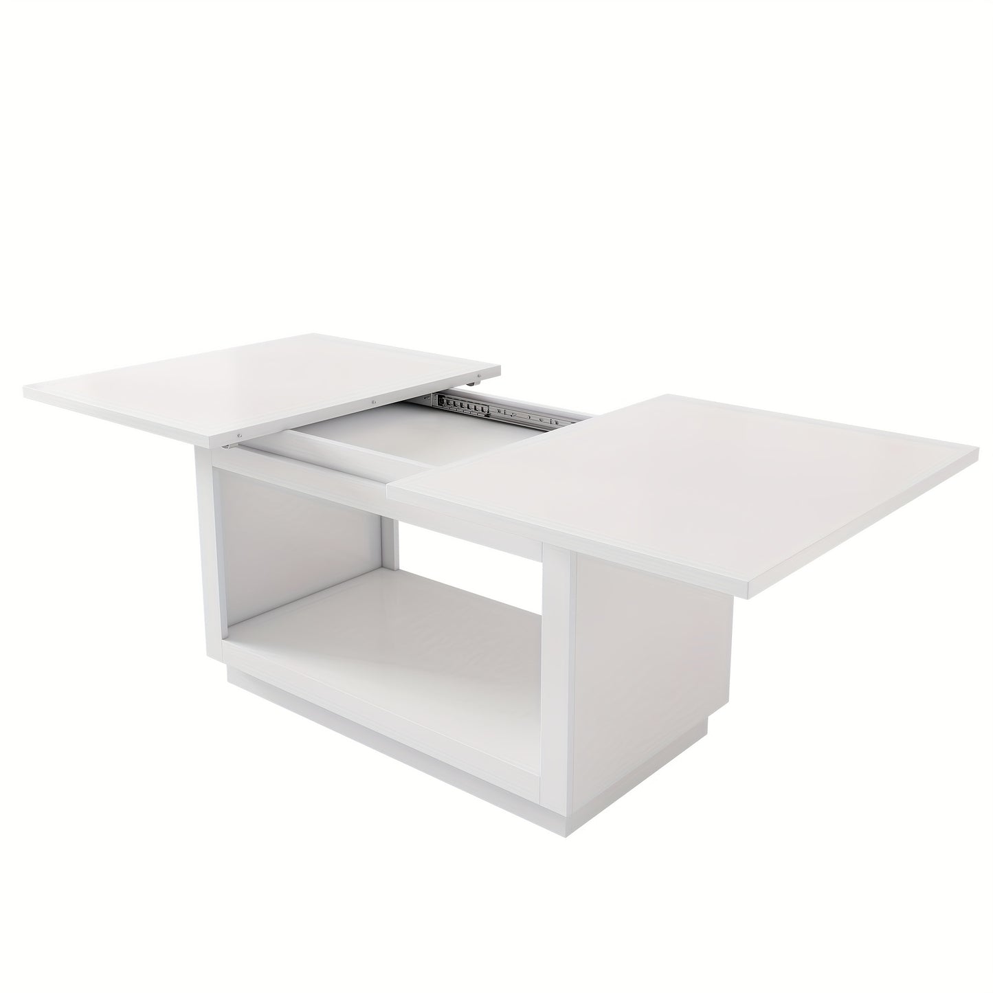 Modern Minimalist Square Metal Dining Table - 177.8cm White Extendable Coffee Table with 4 Chairs, Sturdy & Easy Assembly, Perfect for Small Dining Areas, Dining Table Decor