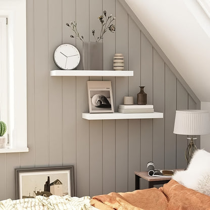 Zwevende plank – Wandplank – Boekenplank – Wandrek – Opbergplank – MDF wit gelakt – 120 x 23,5 x 3,8 cm – Draaggewicht 3-5,5 kg
