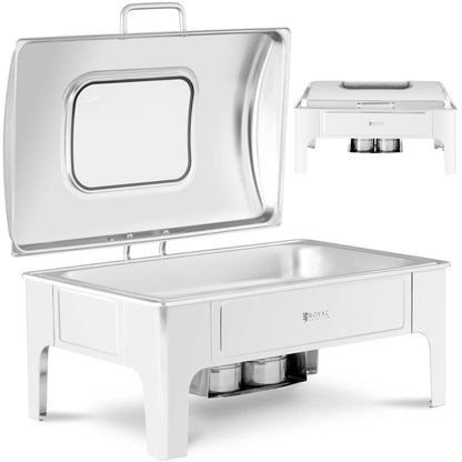 Warmhoudbak – Buffetpan – Voedselwarmer – Pasteibak – Cateringbak – RVS Met Glazen Deksel – 8,5 Liter GN 1/1 – Waterbad Zonder Elektriciteit