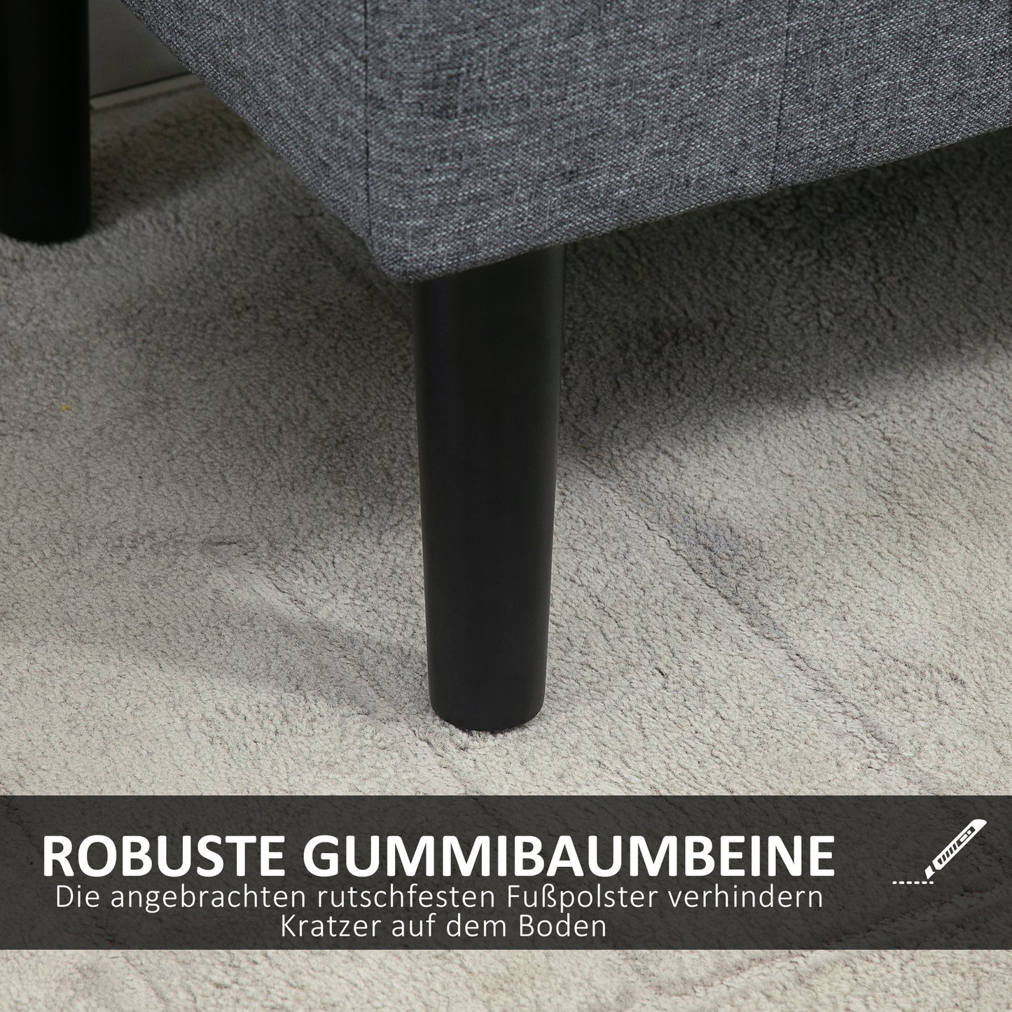 Opbergbank – Zitbank – Halbank – Opbergkist – Bankje – Linnen Look Polyester – Houten Poten – Draagvermogen 130 kg – Lichtgrijs – 116x44x58 cm
