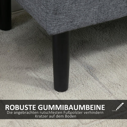 Opbergbank – Zitbank – Halbank – Opbergkist – Bankje – Linnen Look Polyester – Houten Poten – Draagvermogen 130 kg – Lichtgrijs – 116x44x58 cm