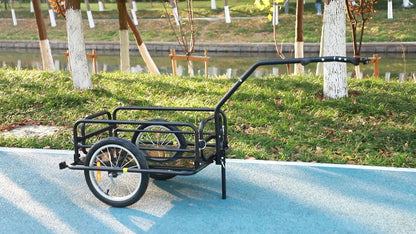 Fietsaanhanger – Bike Trailer – Transportkar – Fietswagen – Bolderkar – Opvouwbaar – Stalen Frame – Universele Trekstang – Zwart – Max. 40 kg laadvermogen