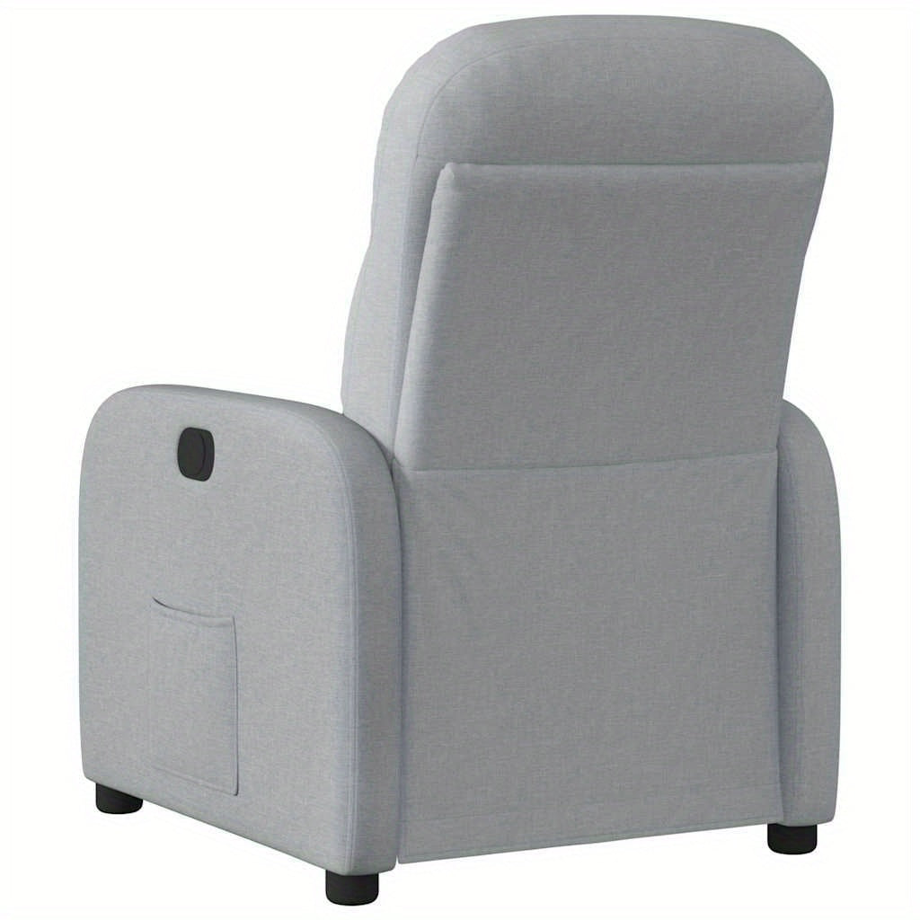 Fauteuil – Relaxstoel – Zitzak – Lounge Stoel – Leunstoel – Lichtgrijs – Stofbekleding – Verstelbare Rugleuning – Houten Frame
